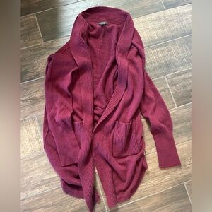 Saks Fifth Avenue Deep Crimson Red Open Cardigan